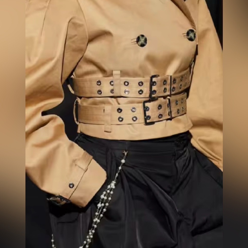 NEW $138 Dandy Belted Cropped Trench Jacket - Picture 5 of 6